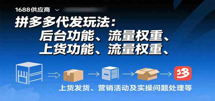 拼多多代发玩法：后台功能、流量权重、上货发货、营销活动及实操问题处理等