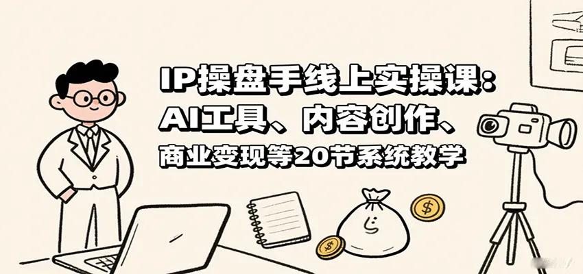 IP操盘手线上实操课：AI工具、内容创作、商业变现等20节系统教学