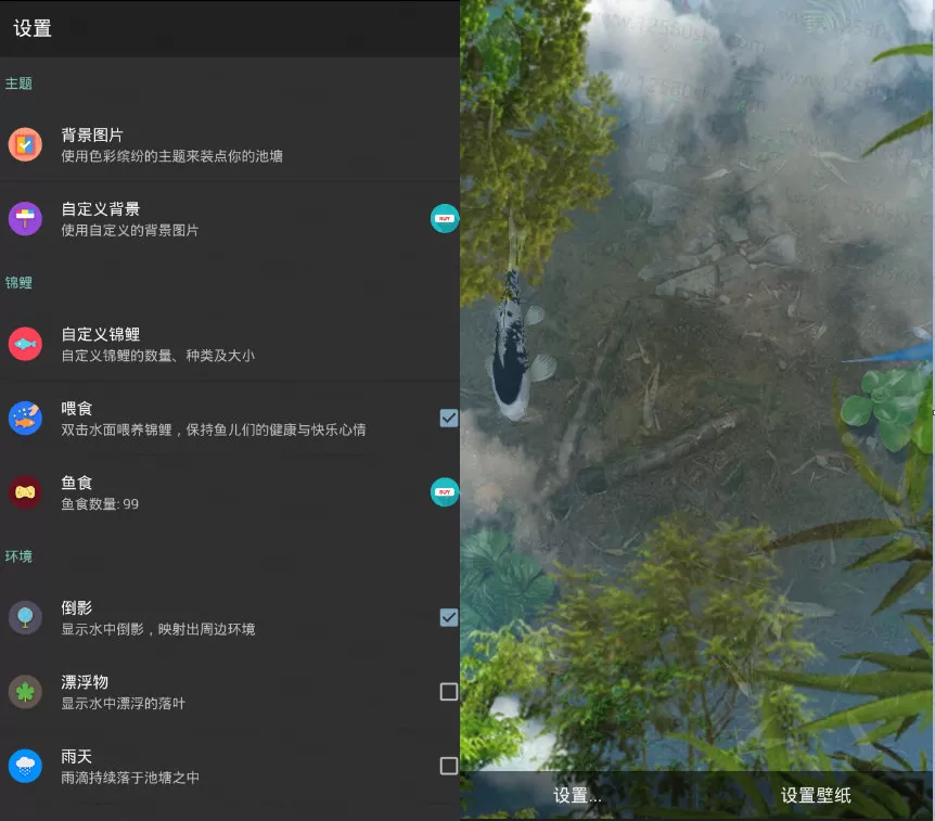鱼池v1.97 逼真的锦鲤池塘动态壁纸