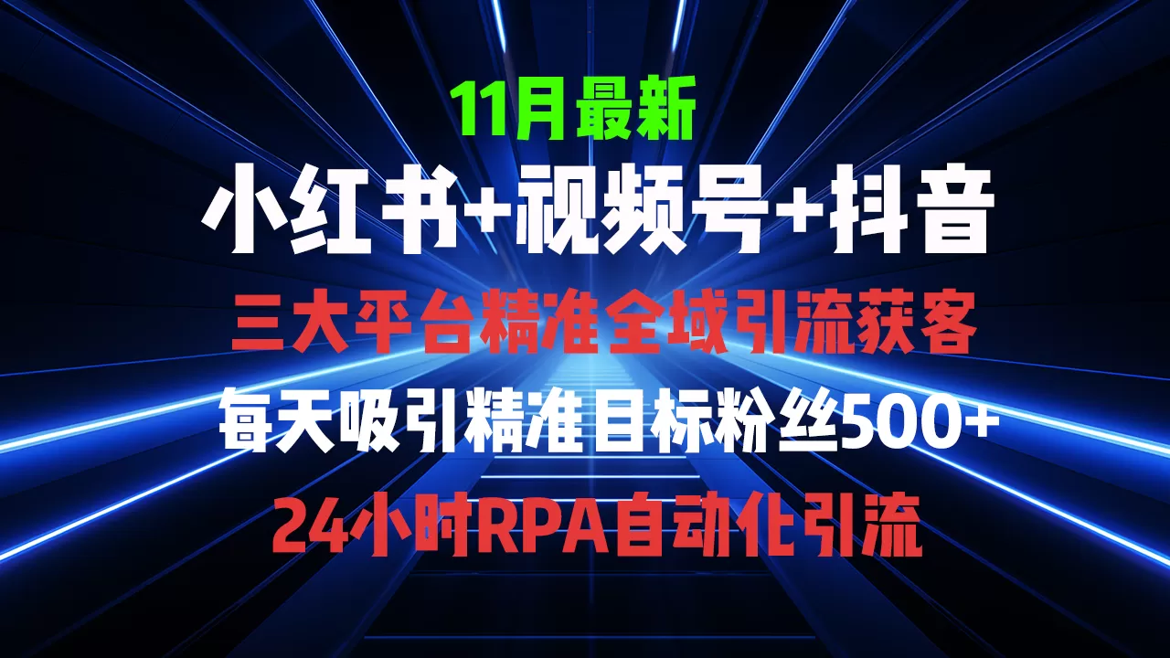 11月最新，全域多平台引流私域打法，小红书，视频号，抖音全自动引流获客，截流自热双重赋能