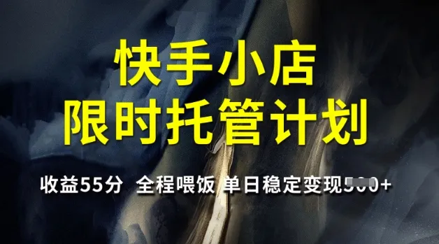 文艺风快手小店限时托管计划，收益对半持，全程悉心辅，单日稳变现5张