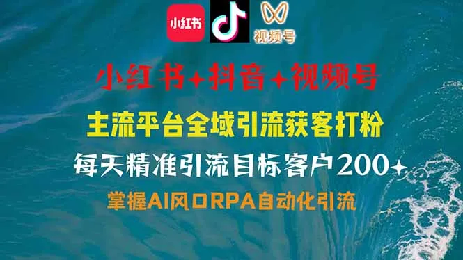 小红书、抖音、视频号全域多平台引流获客，日引200+目标客户，RPA自动…
