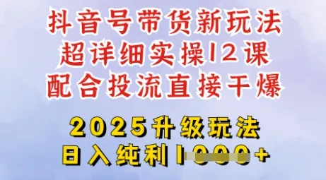 2025全新升级抖音带货玩法，日赚四位数纯利，从剪辑到选品再到发布投流，超详细玩法揭秘