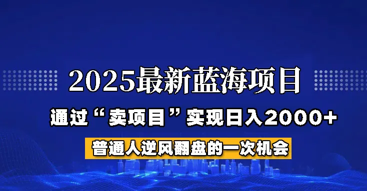 2025年蓝海项目：借助“网创项目”日入2000+的方法
