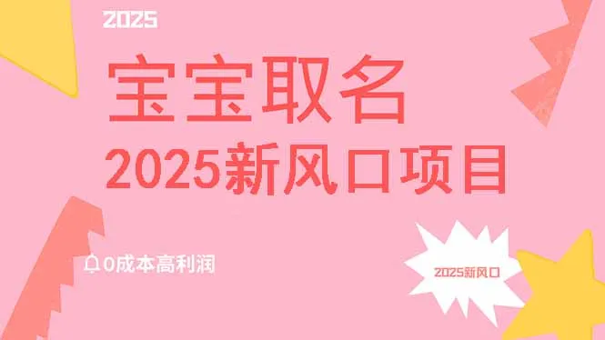 2025新风口:宝宝取名,零成本高收益,附详细教程,月入过万轻松实现