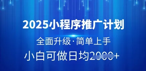 2025小程序推广规划，全新升级，轻松上手，日增数单