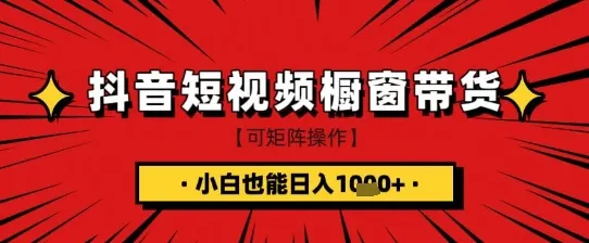 抖音短视频食品橱窗带货，新手轻松日入1k+