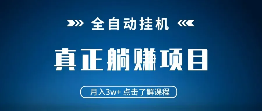 文艺风全自动挂机项目 月入3万+ 躺平亦能创富 不挑电脑配置 当日即见收益