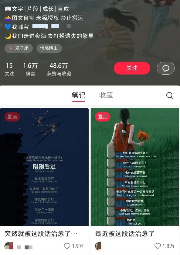 小红书治愈系文案图文笔记，零门槛，一分钟搞定爆款作品月入过万