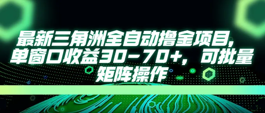 最新三角洲全自动赚钱项目，单窗口收益30-70+，支持批量矩阵操作