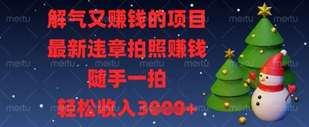 解气又赚钱的项目，最新违章拍照赚钱，随手一拍，轻松收入数百元