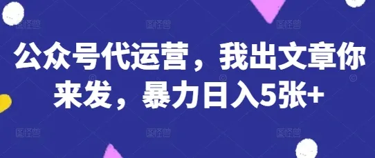 公众号代运营，我撰稿你发布，日入5张不是梦！