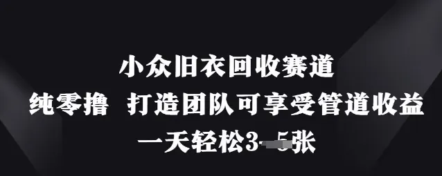 小众旧衣回收领域,纯零撸模式 组建团队可获管道收益,日入轻松达3张