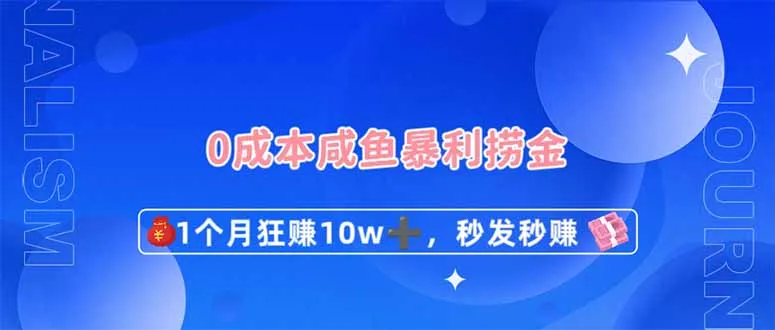 零成本闲鱼暴利捞金，1个月狂赚10W+，秒发秒赚新玩法
