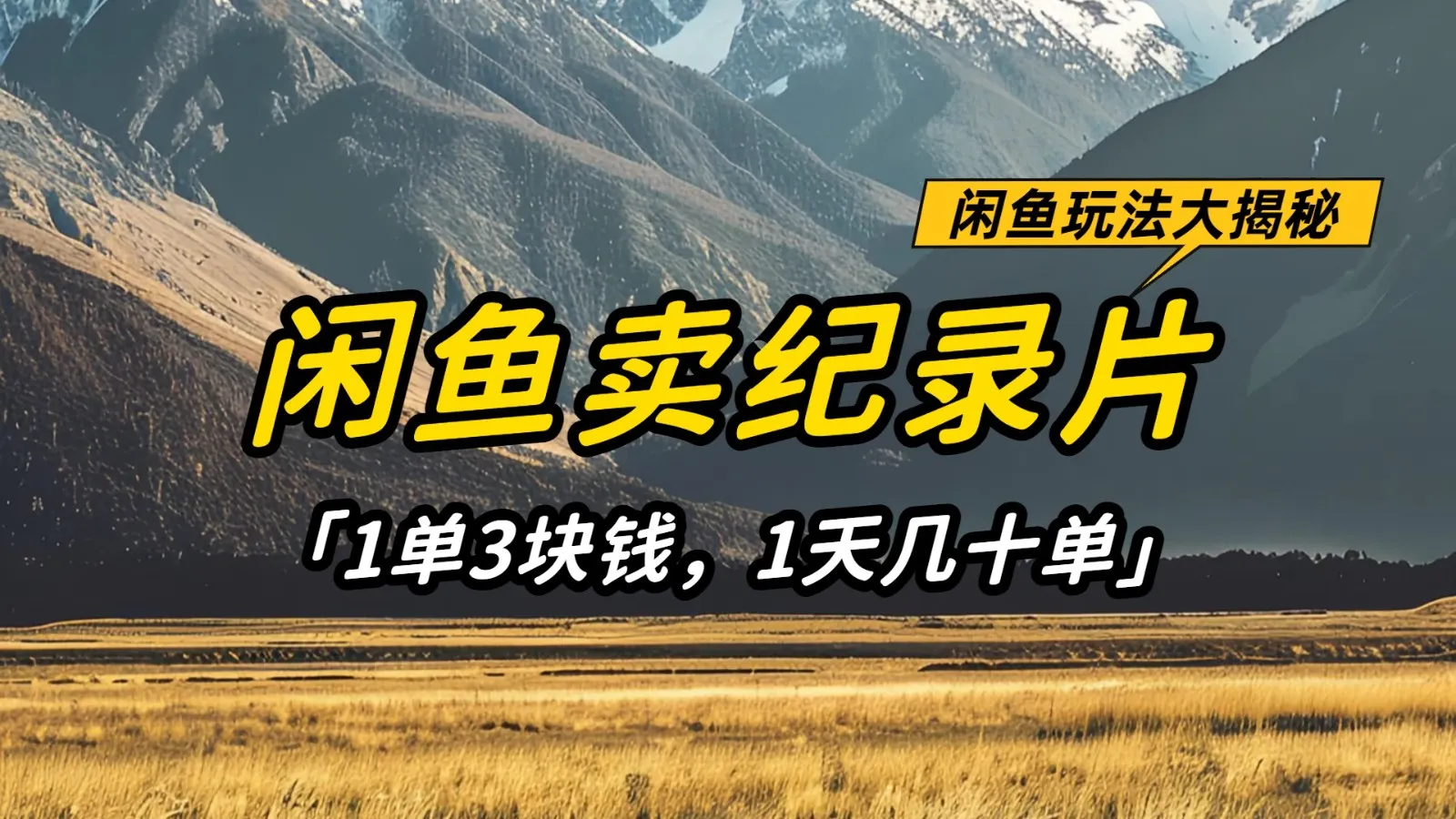 闲鱼售卖纪录片，轻松盈利小项目，单价3元日销几十单