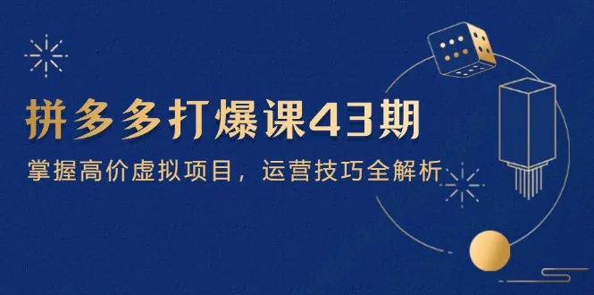 拼多多打爆课第 43 期，掌握高价虚拟项目，运营技巧全解析（15节）