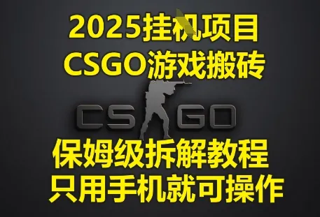 2025挂G项目,CSGO游戏搬砖,保姆级拆解教程,只用手机就可操作