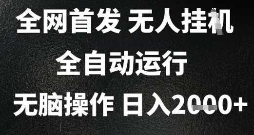 2025首发无人挂G项目，日入2k+，全自动运行，无脑操作，长期稳定 小白可玩