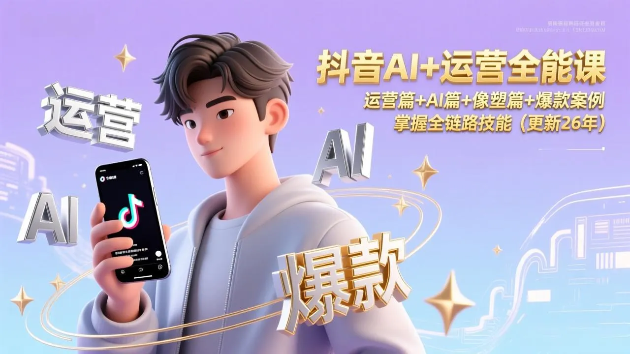 抖音AI+运营全能课，运营篇+AI篇+像塑篇+爆款案例，掌握全链路技能(更新26年-706资源网