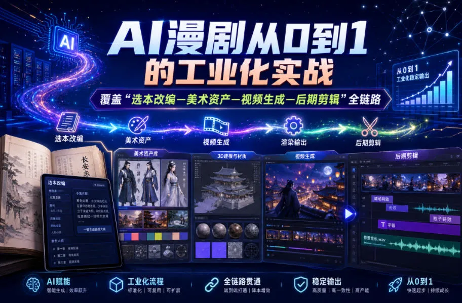 AI漫剧从0到1的工业化实战，覆盖“选本改编—美术资产—视频生成—后期剪辑”全链路(更新6月)-706资源网