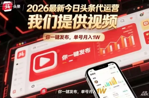 今日头条躺賺模式，你9我1，操作简单，一键发布，单机日入数百，长期合作【揭秘】-706资源网