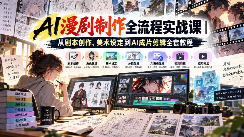 AI漫剧制作全流程实战课|从剧本创作、美术设定到AI成片剪辑全套教程-706资源网