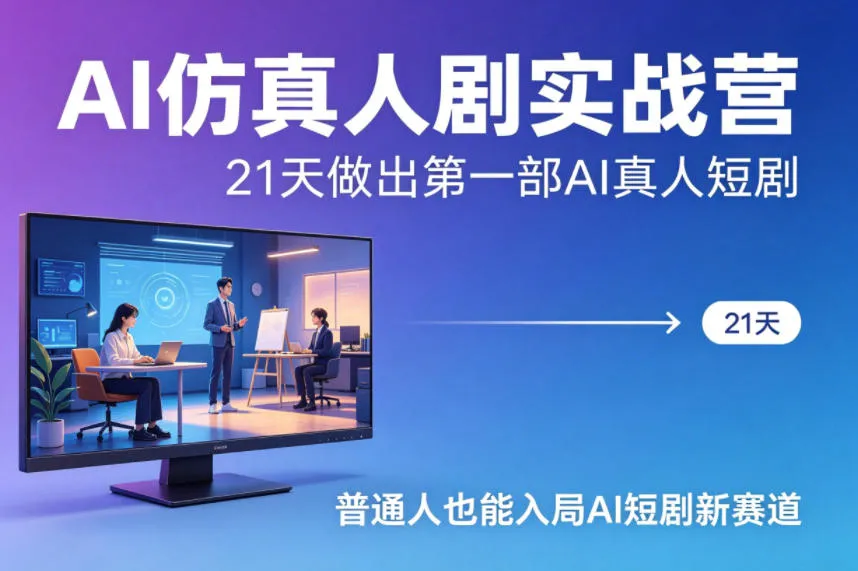 AI仿真人剧实战营，21天做出第一部AI真人短剧，普通人也能入局AI短剧新赛道-706资源网