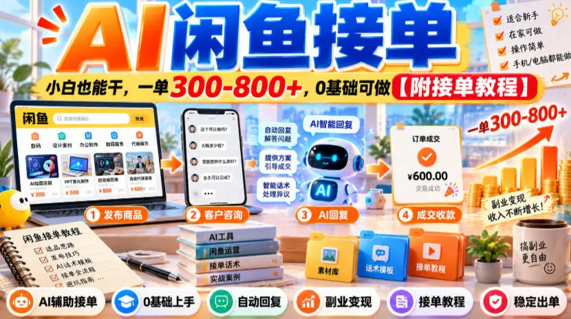 AI闲鱼接单，小白也能干，一单300-800+，0基础可做【附接单教程】-706资源网