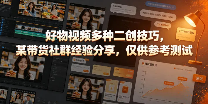 好物视频多种二创技巧，某带货社群经验分享，仅供参考测试-706资源网