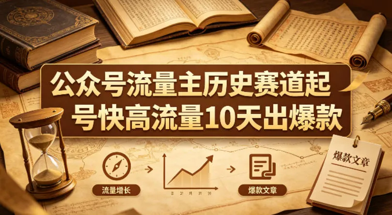 公众号流量主之历史赛道，起号快+高流量，10天就能出爆款！-706资源网