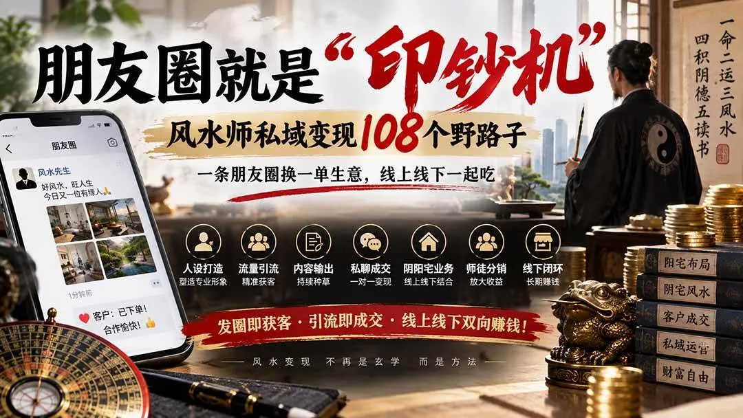 (20464期)朋友圈就是“印钞机”,风水师私域变现108个野路子,一条朋友圈换一单生意,线上线下一起吃【文档】-706资源网