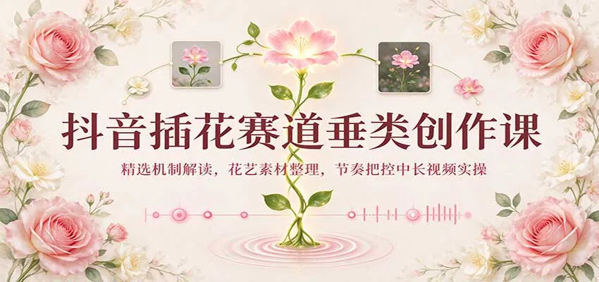 抖音插花赛道垂类创作课：精选机制解读，花艺素材整理，节奏把控中长视频实操-706资源网