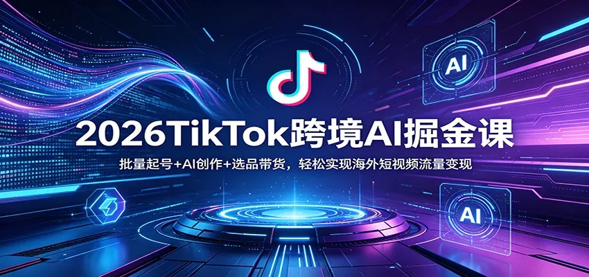 2026TikTok跨境AI掘金课：批量起号+AI创作+选品带货，轻松实现海外短视频流量变现-706资源网