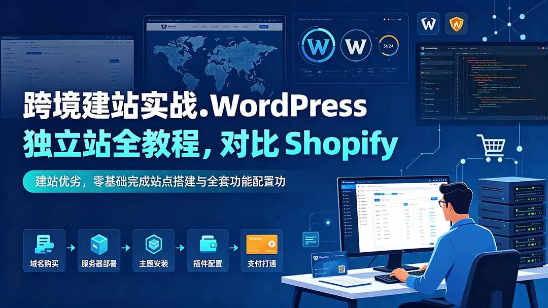 跨境建站实战:WordPress 独立站全教程,对比 Shopify 建站优劣,零基础完成站点搭建与全套功能配置-706资源网