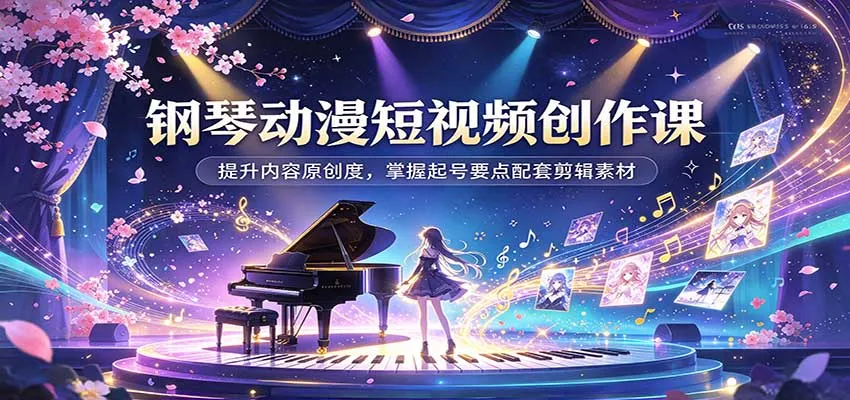 钢琴动漫短视频创作课：提升内容原创度，掌握起号要点配套剪辑素材-706资源网