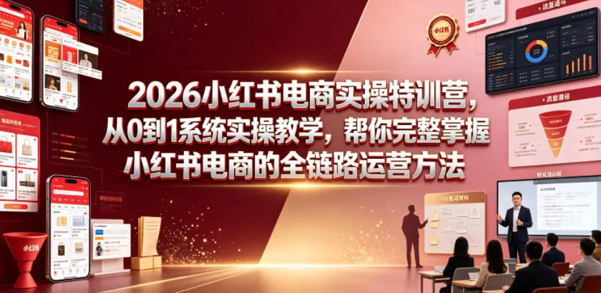 2026小红书电商实操特训营，从0到1系统实操教学，帮你完整掌握小红书电商的全链路运营方法-706资源网