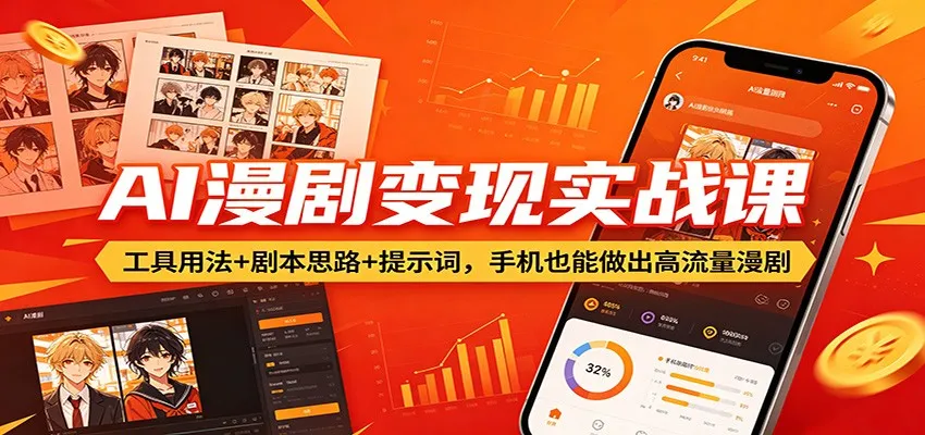 AI漫剧变现实战课：工具用法+剧本思路+提示词，手机也能做出高流量漫剧-706资源网