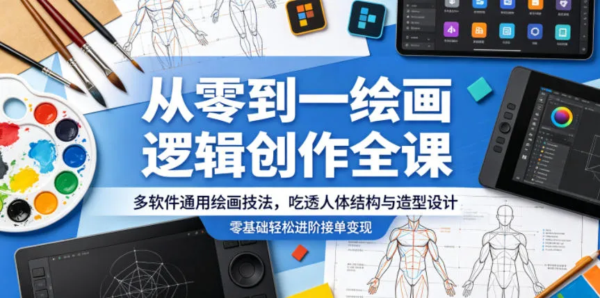 从零到一绘画逻辑创作全课，多软件通用绘画技法，吃透人体结构与造型设计，零基础轻松进阶接单变现-706资源网