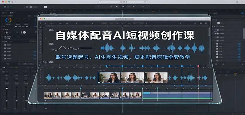 自媒体配音AI短视频创作课：账号选题起号，AI生图生视频，脚本配音剪辑全套教学-706资源网