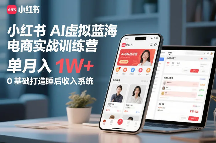小红书AI虚拟蓝海电商实战训练营，单月入1W+，0基础打造睡后收入系统(更新)-706资源网