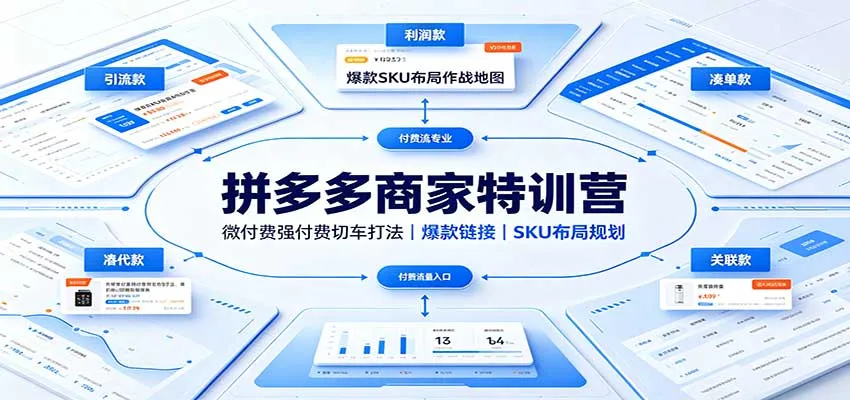 拼多多商家特训营：微付费强付费切车打法，爆款链接，SKU布局规划-706资源网