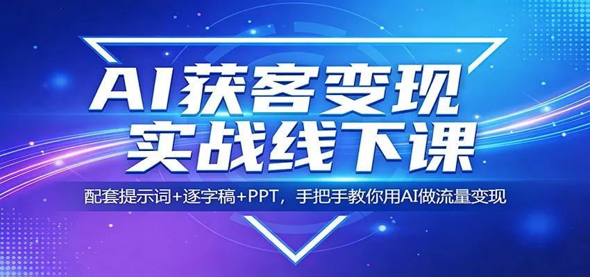 AI获客变现实战线下课：配套提示词+逐字稿+PPT，手把手教你用AI做流量变现-706资源网