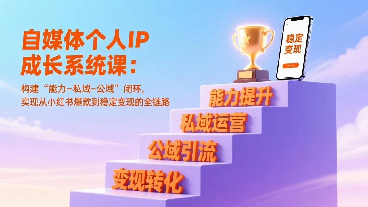 自媒体个人IP成长系统课：构建“能力-私域-公域”闭环，实现从小红书爆款到稳定变现的全链路-706资源网