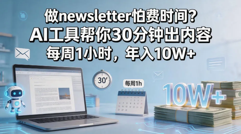 做newsletter怕费时间？AI工具帮你30分钟出内容，每周1小时，年入10W+！【原创双语字幕】-706资源网
