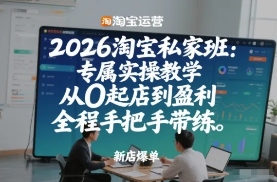 2026淘宝私家班：专属实操教学，从0起店到盈利，全程手把手带练-706资源网