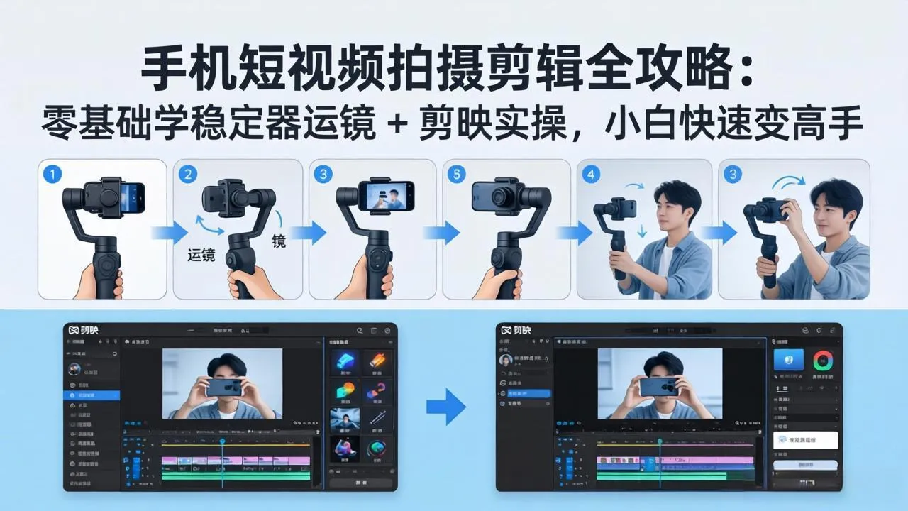 手机短视频拍摄剪辑全攻略：零基础学稳定器运镜 + 剪映实操，小白快速变高手-706资源网
