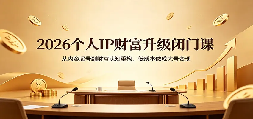 2026个人IP财富升级闭门课：从内容起号到财富认知重构，低成本做成大号变现-706资源网