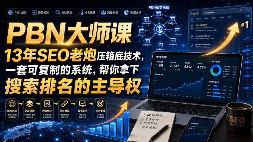 PBN大师课13年SEO老炮压箱底技术,一套可复制的系统,帮你拿下搜索排名的主导权【原创双语字幕】-706资源网