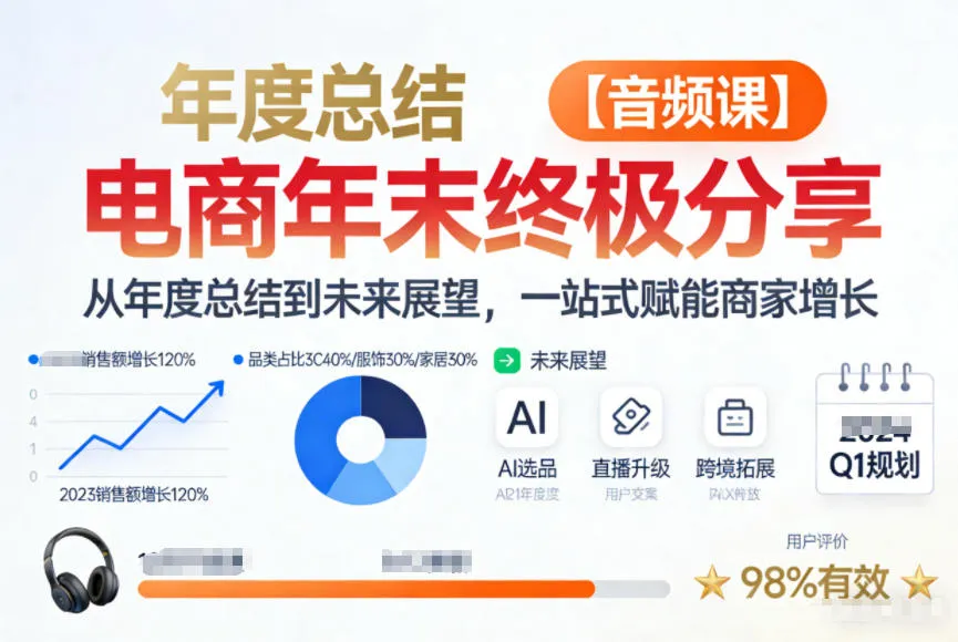 电商年未终极分享，从年度总结到未来展望，一站式赋能商家增长【音频课】-706资源网