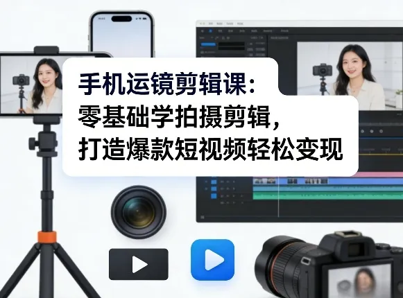 手机运镜剪辑课：零基础学拍摄剪辑，打造爆款短视频轻松变现-706资源网